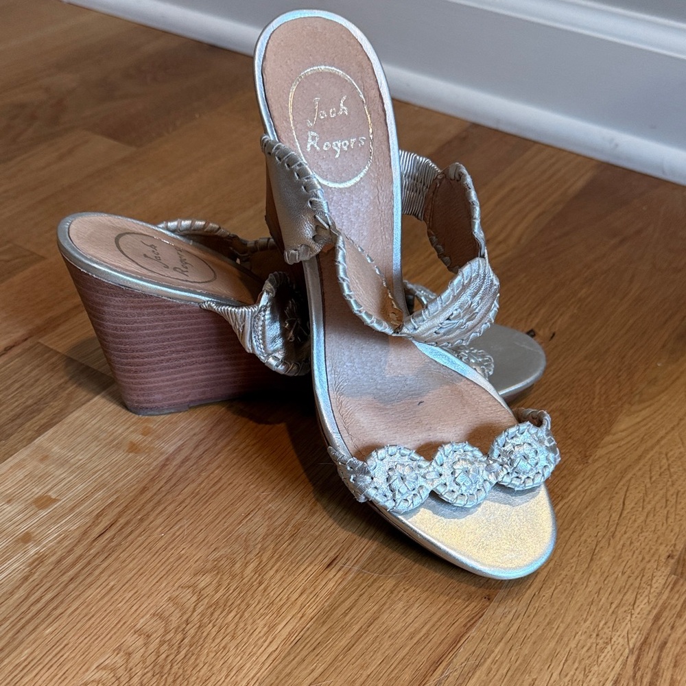 Jack Rogers Metallic Wedge Sandals size 9